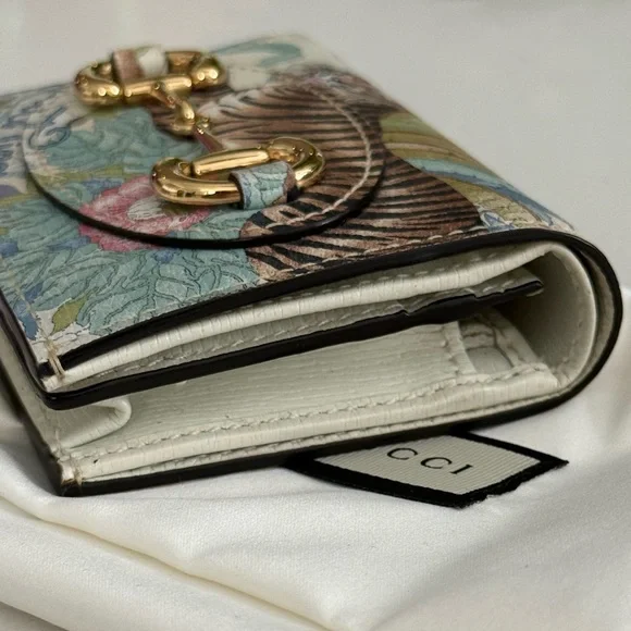 Gucci Shangai Calfskin Tiger Savanah Horsebit 1955 Card Case Wallet ~ NWOT - Picture 6 of 12